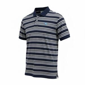 Men's Dino Robert Shirt Sleeve Gray, White & Navy Striped Polo - Size XL